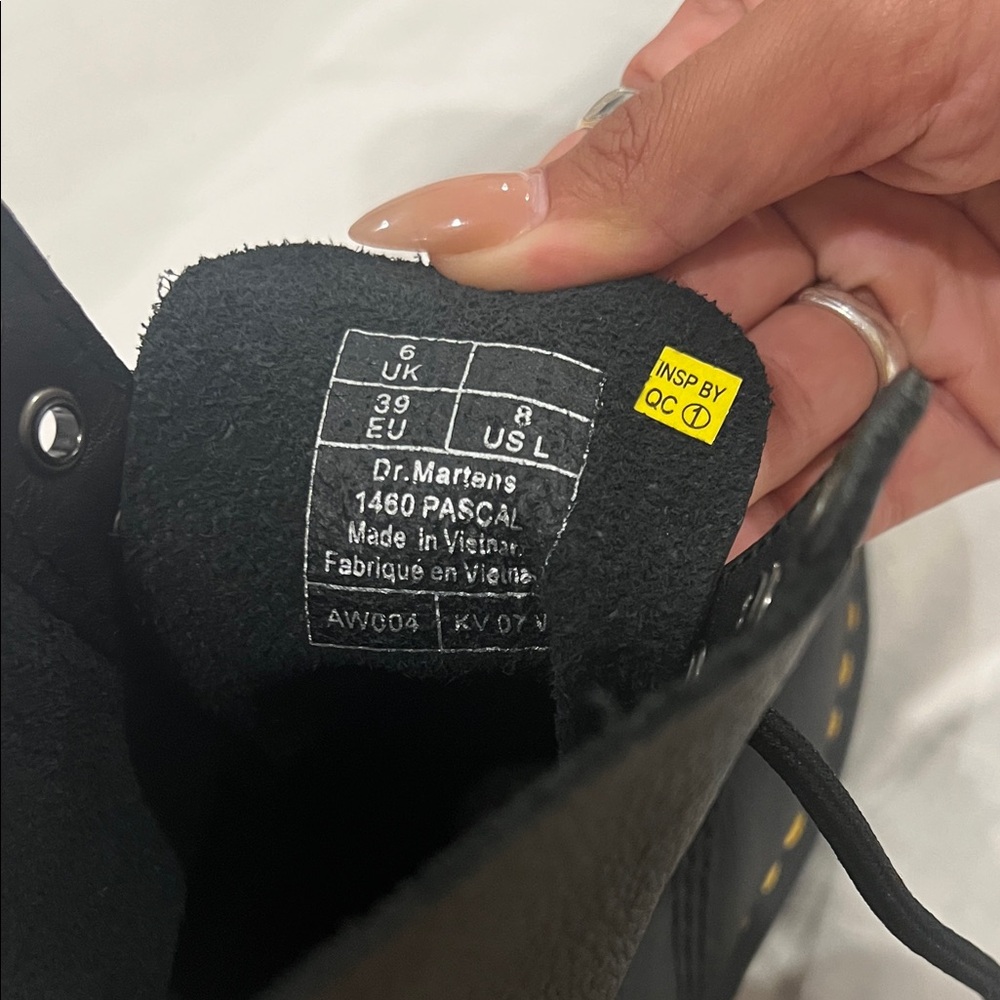 Dr. Martens Black Leather Boots with Yellow Stitching - Picture 3 of 3